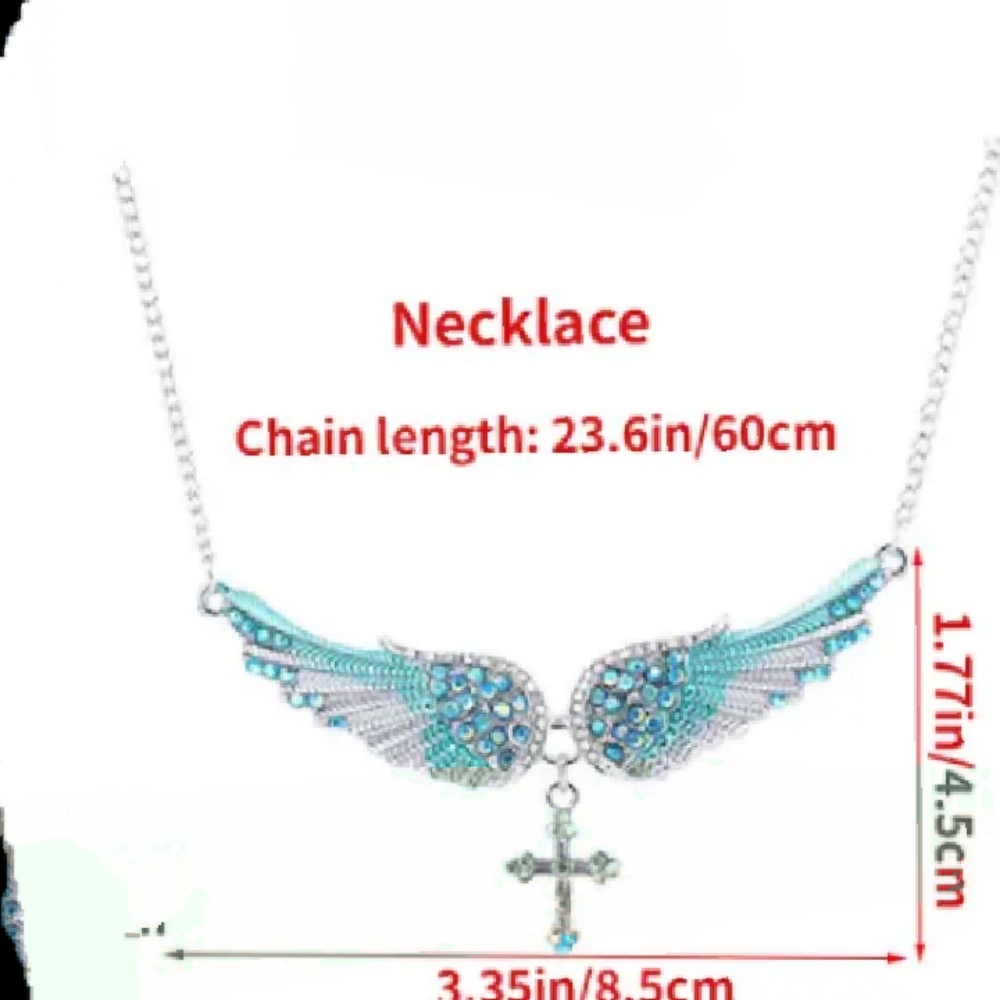 Wings Cross Shape Pendant Necklace View 4